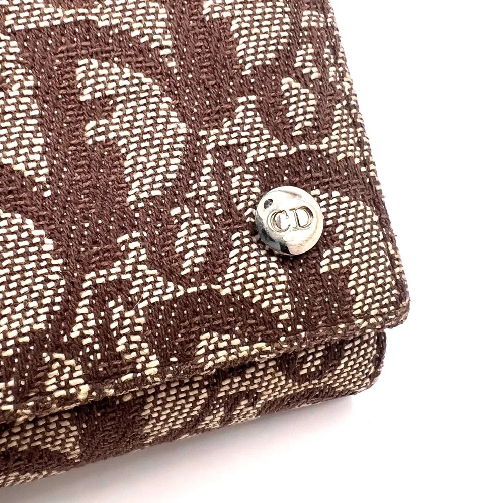 Authentic Christian Dior Brown Trotter Leather Pocket Long Wallet EUC